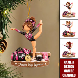 Personalized Gymnastics Ornament, Custom Gymnastics Girl Gifts For Granddaughters