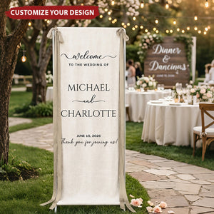 Minimalist Wedding Sign Linen Material Wedding Decorations & Favors - Personalized Welcome Sign