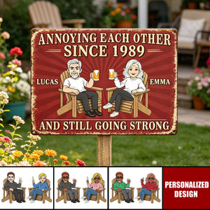 Custom Home Decor Metal Sign - Personalized Anniversary Wedding Gifts For Husband And Wife, Him And Her - Still Driving Each Other Crazy