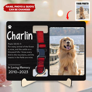 Custom Photo Memorial Gift - In Loving Memory - Personalized Wooden Collar Plaque Sympathy, Bereavement, Condolence for Pet Loss, Dog & Cat Lover