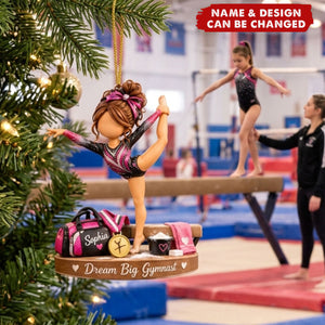 Personalized Gymnastics Ornament, Custom Gymnastics Girl Gifts For Granddaughters