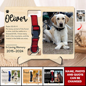 Custom Photo Memorial Gift - In Loving Memory - Personalized Wooden Collar Plaque Sympathy, Bereavement, Condolence for Pet Loss, Dog & Cat Lover