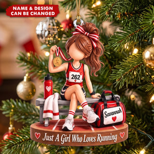 Personalized Running Ornament, Custom Name Gift For Runner Girl