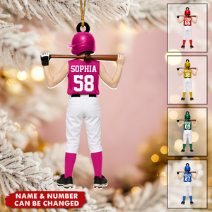 Personalized Kid Softball Player Ornament Gift for Softball Player