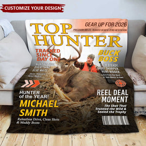 Custom Hunting Magazine Blanket, Personalized Hunting Gifts for Men
