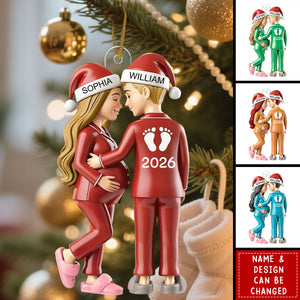 Custom Baby Bump Christmas Keepsake Ornament, 2026 Future Baby Ornament, Pregnancy Reveal Gift for Expecting Couple