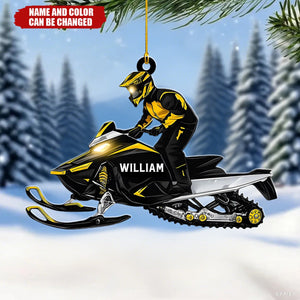 Snowmobile Rider - Personalized Christmas Acrylic Ornament