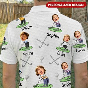 Father's Day Gifts, Golf Lovers Golf Dad Custom Funny Face - Personalized Photo Polo Shirt