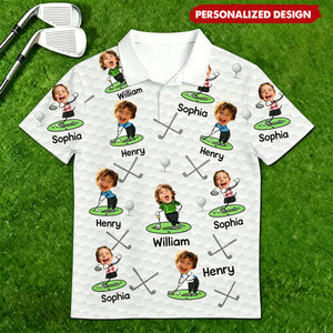 Father's Day Gifts, Golf Lovers Golf Dad Custom Funny Face - Personalized Photo Polo Shirt
