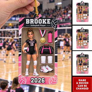Personalized Volleyball Player Ornament, Custom Name Volleyball Girl Christmas Gift