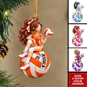 Personalized Volleyball Girl Ornament, Custom Name Christmas Tree Decor