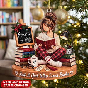 Book Lover Christmas Ornament, Personalized Reader Gift