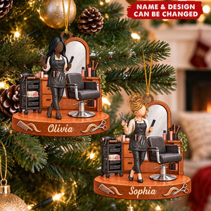 Personalized Hairstylist Ornament, Custom Name Hairdresser Christmas Ornament