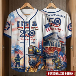 Heroic American Firefighter Jersey - Personalized Gifts For Firefighter