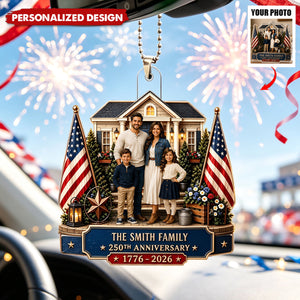 Personalized 250th Anniversary America Acrylic Ornament From The USA - Custom Family Photo Patriotic Gift