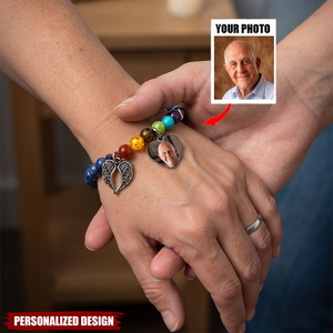 Custom Photo Rainbow Bridge Bracelet - Personalized Memorial Sympathy Gifts For Loss Of Mom, Dad - Loved Always Remembered Forever