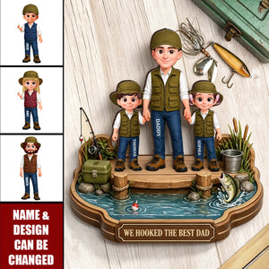 Dad's Little Fishing Partners - Personalized 2-Layered Wooden Plaque - Heartfelt Gift For Fishing Dad, Gift For Husband