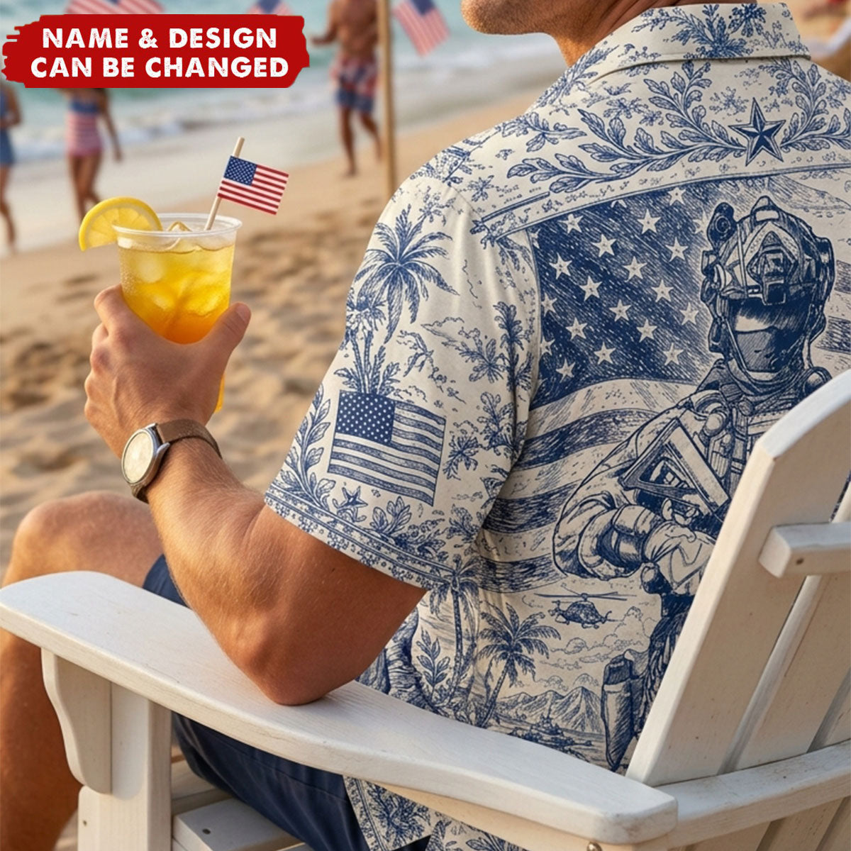 Veteran Celebrate America 250th Anniversary Toile De Jouy Hawaiian Shirt - Personalized Gifts For Veterans