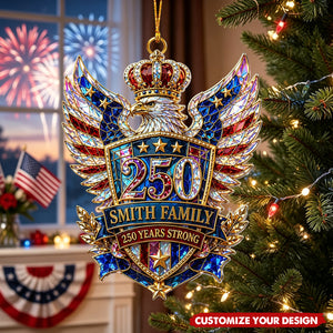 Custom Eagle Shape Acrylic Ornament, 250 Years Strong Hologram Ornament