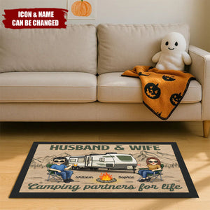 Husband And Wife, Camping Partners For Life - Camping Personalized Home Decor Decorative Mat - Gift For Camping Lovers