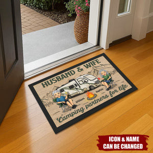 Husband And Wife, Camping Partners For Life - Camping Personalized Home Decor Decorative Mat - Gift For Camping Lovers