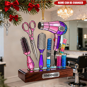 Personalized Hair Stylist Ornament, Hairdresser Christmas Gift, Salon Decor, Barber Ornament Keepsake