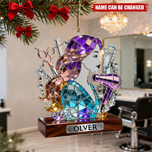 Hair Stylist Ornament Personalized, Hairdresser Christmas Tree Decor, Salon Gift, Barber Hairstylist Ornament for Women