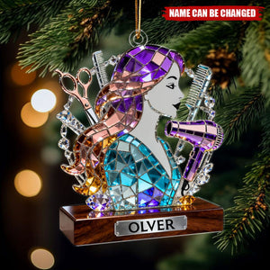 Hair Stylist Ornament Personalized, Hairdresser Christmas Tree Decor, Salon Gift, Barber Hairstylist Ornament for Women