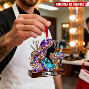 Hair Stylist Ornament Personalized, Hairdresser Christmas Tree Decor, Salon Gift, Barber Hairstylist Ornament for Women