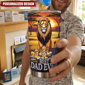 Lion Dad And Kid - Personalized Tumbler - Father's Day Gifts For Dad