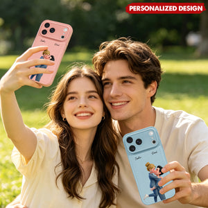 Custom Kissing Couple Phone Case Couple Gift For Her Gift For Him - Personalized Phone Case
