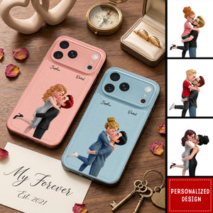 Custom Kissing Couple Phone Case Couple Gift For Her Gift For Him - Personalized Phone Case