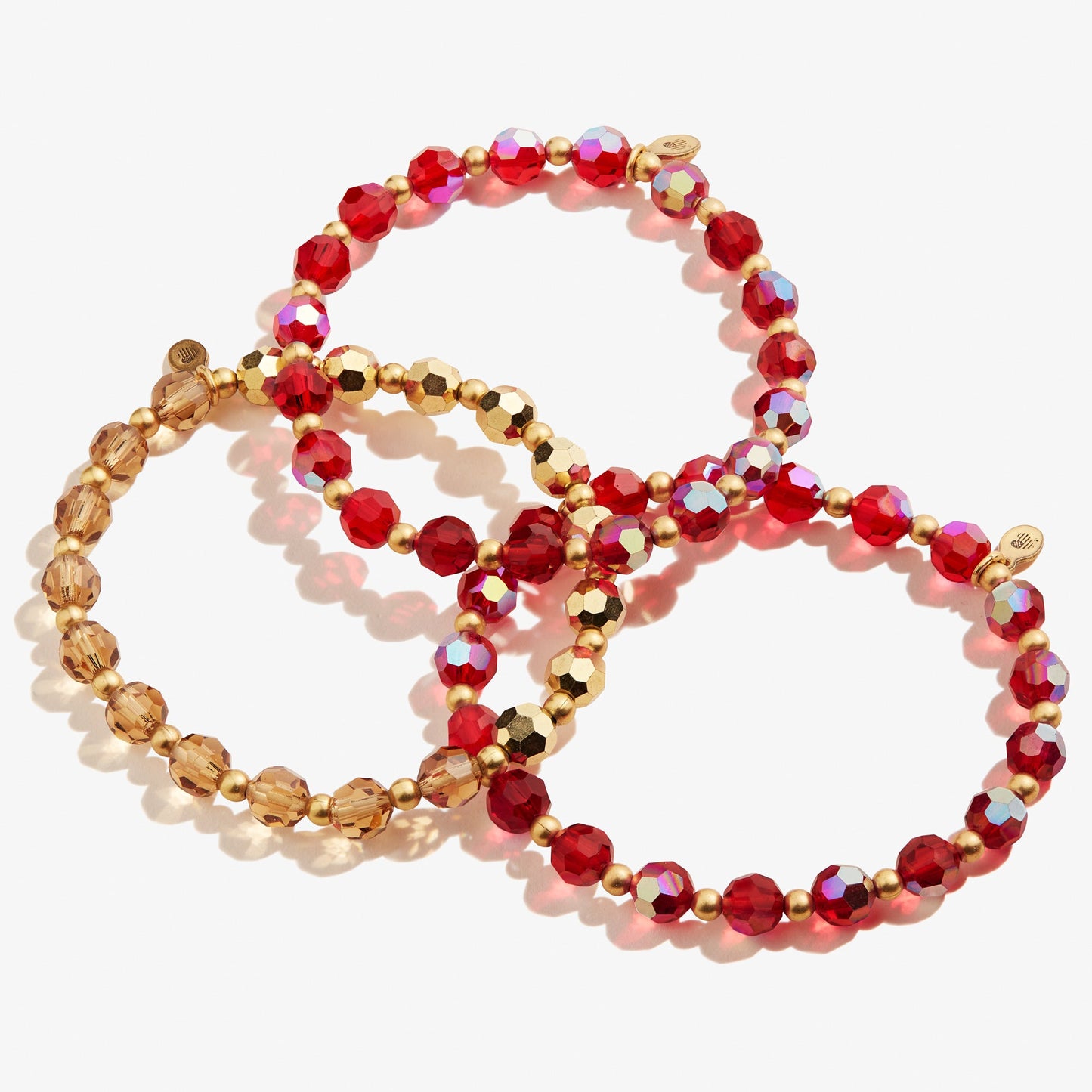 Burgundy Crystal Stretch Bracelets, Set of 3