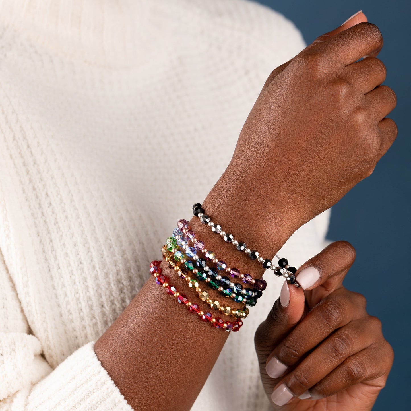 Crystal Stretch Bracelet, Burgundy