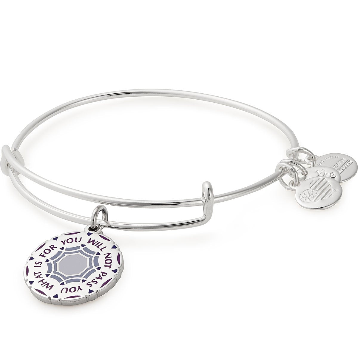 'What Is For You Will Not Pass You' Charm Bangle, Silver