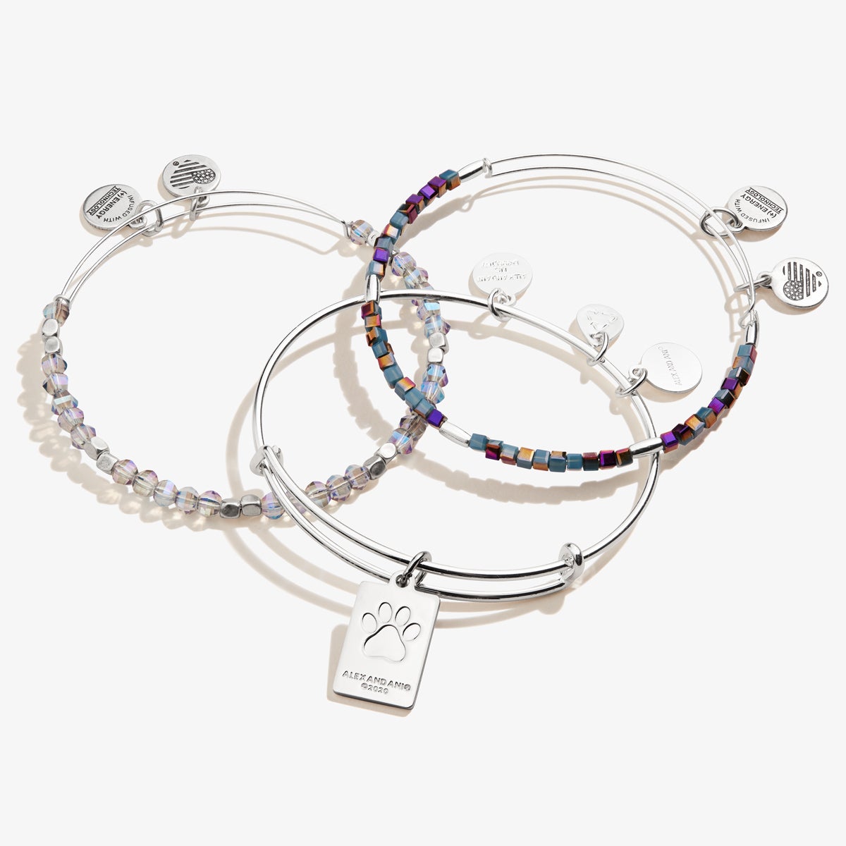 'My Children Have Paws' Charm Bangles, Set of 3
