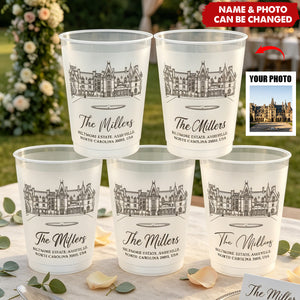 Custom Photo Wedding Venue Illustration Drawing Wedding Favors - Personalized Cups