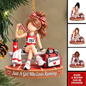 Personalized Running Ornament, Custom Name Gift For Runner Girl