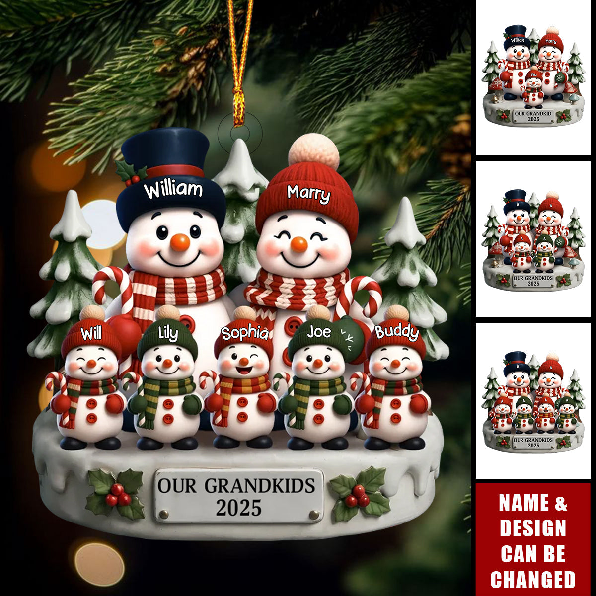 Snowman Acrylic Ornament - Personalized Christmas Gifts For Grandpa, Grandma