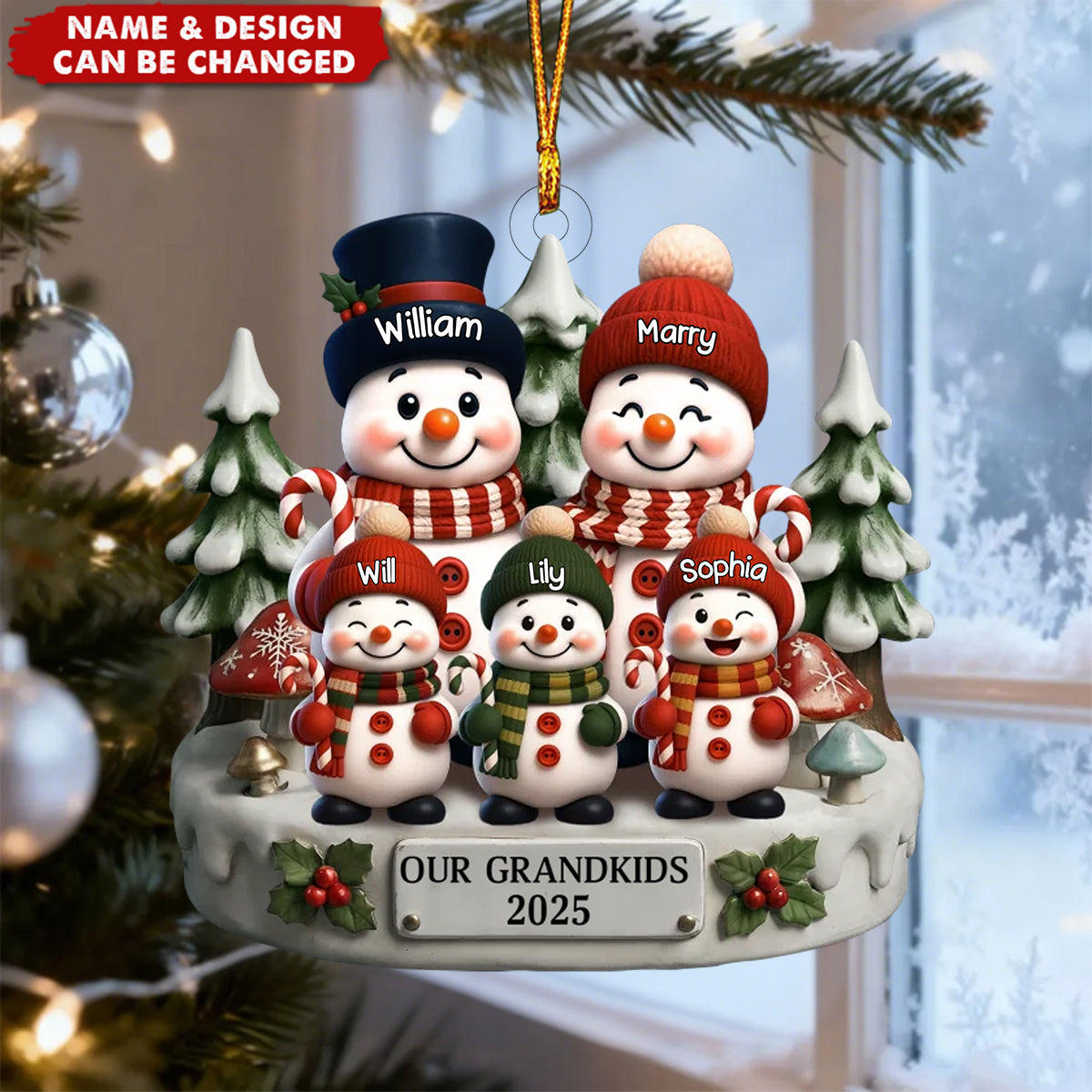 Snowman Acrylic Ornament - Personalized Christmas Gifts For Grandpa, Grandma