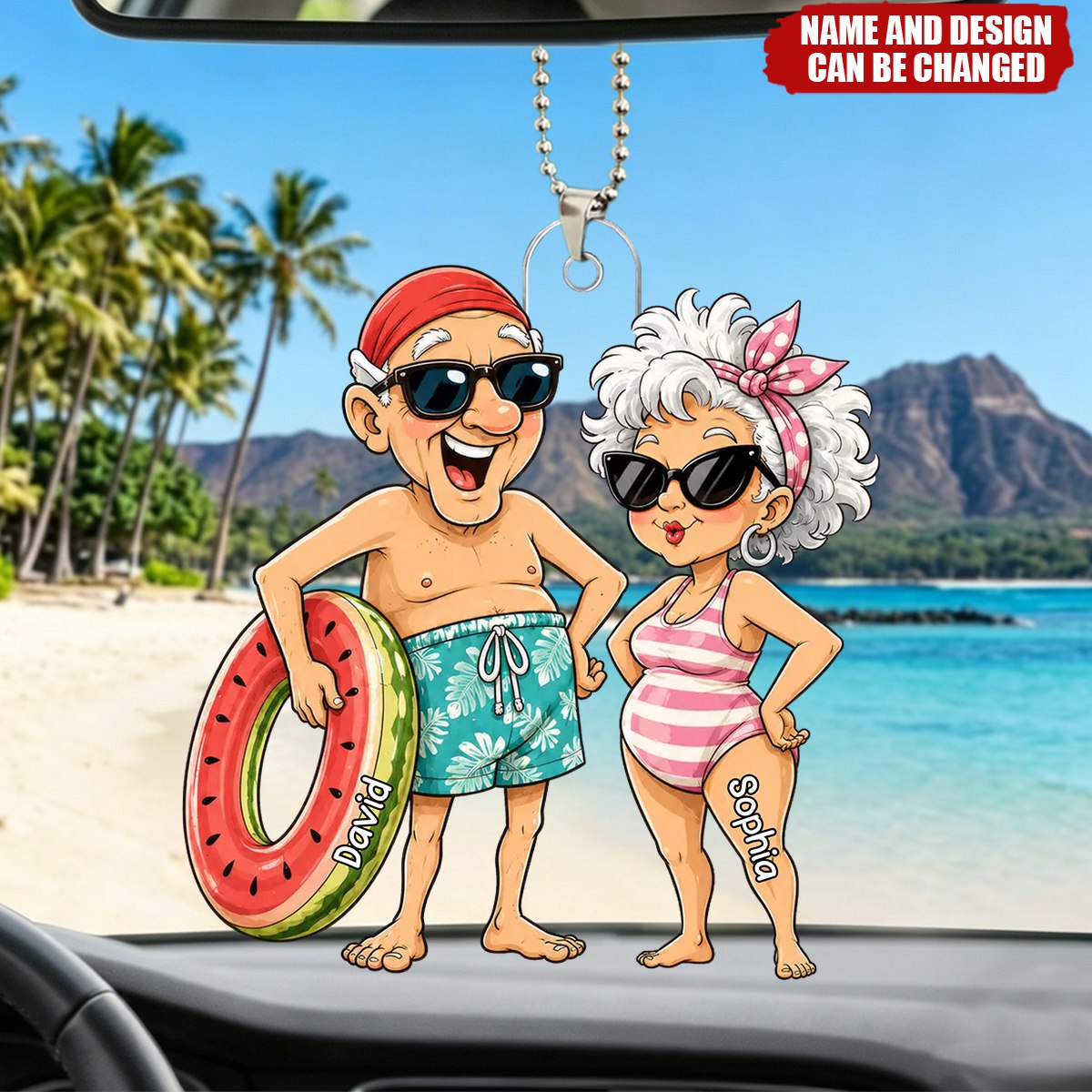 Funny Old People Swim - Personalized  Car Ornament