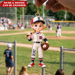 Personalized Baseball Player Ornament, Custom Youth Baseball Christmas Gift For Son