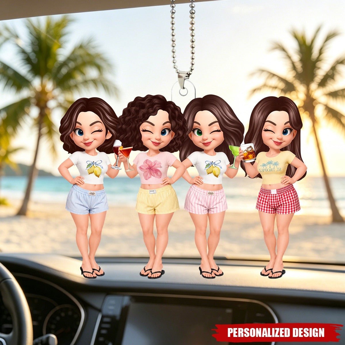Besties Sisters Effect Pink - Personalized Acrylic Car Ornament