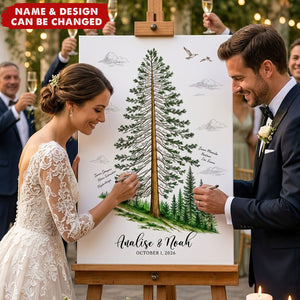 Custom Guest Book Sign Alternative Rustic Pine Tree - Personalized Poster