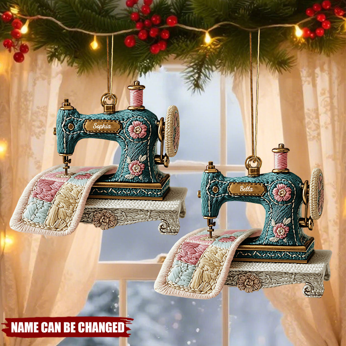 Vintage Sewing Machine - Personalized Sewing Ornament