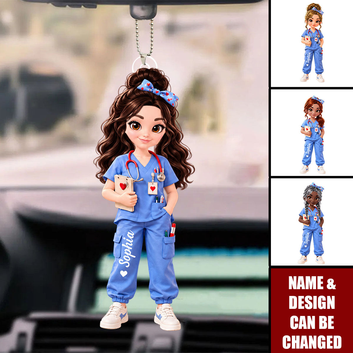 Personalized Nurse Car Ornament, Custom RN Christmas Gift For Her
