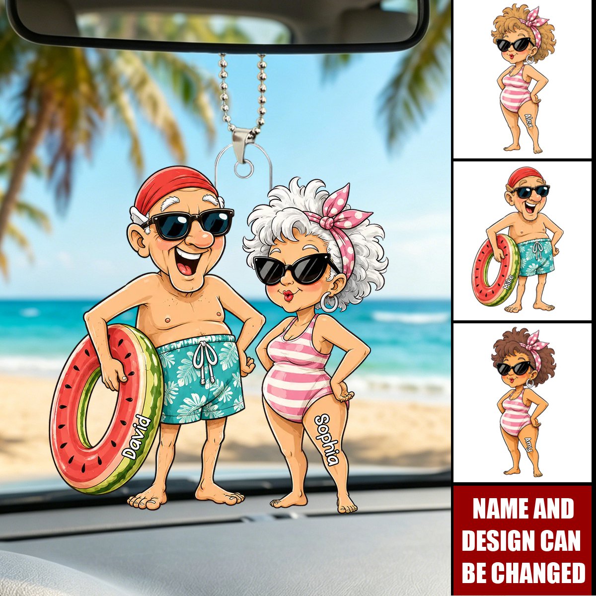 Funny Old People Swim - Personalized  Car Ornament