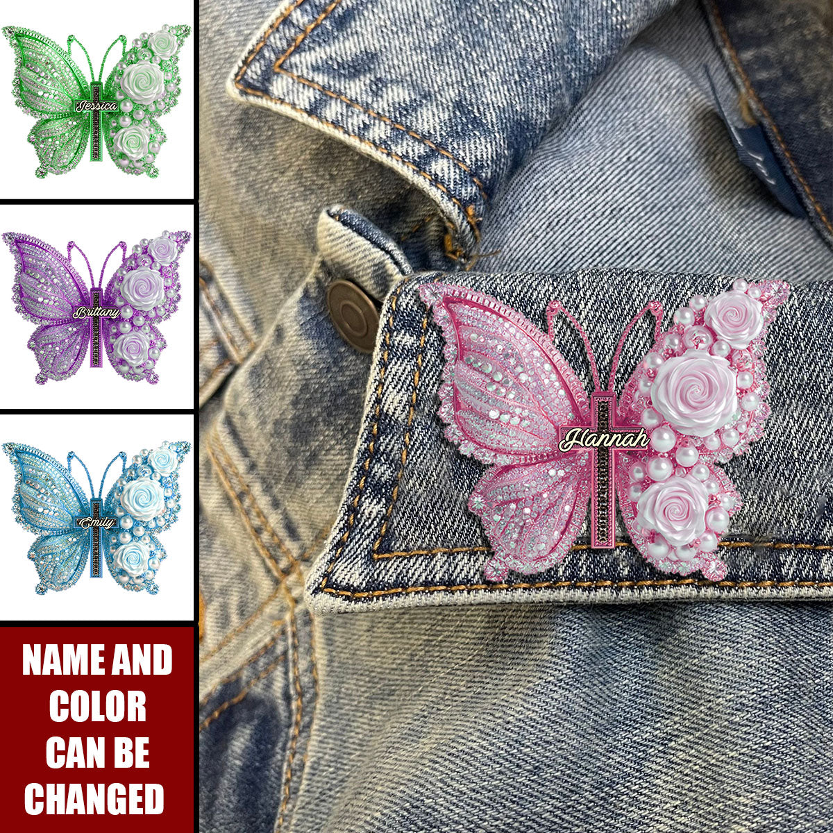 Faith - Personalized Christian Butterfly Acrylic Enamel Pin