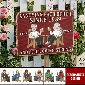 Custom Home Decor Metal Sign - Personalized Anniversary Wedding Gifts For Husband And Wife, Him And Her - Still Driving Each Other Crazy