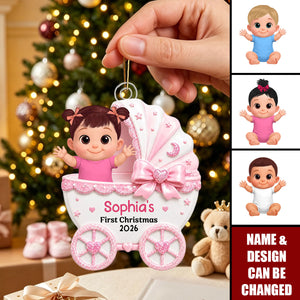 Little Princess Prince Baby Carriage - Personalized Acrylic Ornament - Unique Christmas Gift For New Parent, Newborn Keepsake